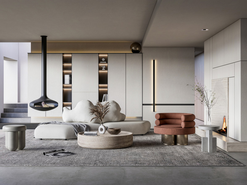Living room interior scene 40 3D Model .c4d .max .obj .3ds .fbx .stl .blend 