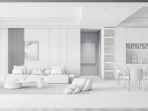 Living room interior scene 45 3D Model