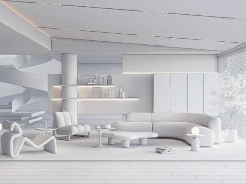 Living room interior scene 46 3D Model