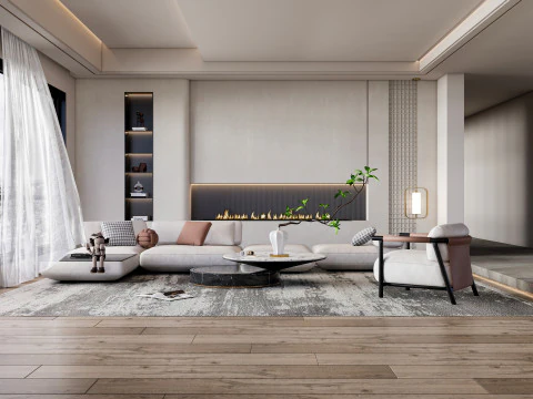 Cena interior da sala de estar 50 Modelo 3D