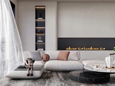 Cena interior da sala de estar 50 Modelo 3D