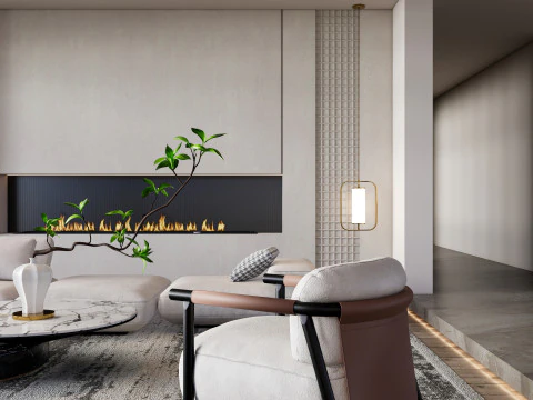 Cena interior da sala de estar 50 Modelo 3D