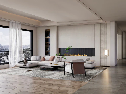 Cena interior da sala de estar 50 Modelo 3D