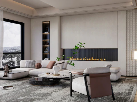 Cena interior da sala de estar 50 Modelo 3D