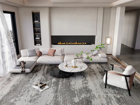 Cena interior da sala de estar 50 Modelo 3D