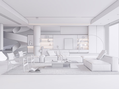 Living room interior scene 56 3D Model