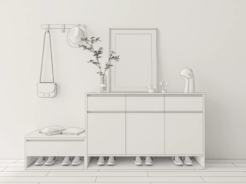 Shoe Cabinet Sideboard entrance cabinet 1 3D Model