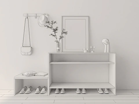 Shoe Cabinet Sideboard entrance cabinet 1 3D Model