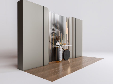 Sideboard with wall panel and flooring 2 3D 模型