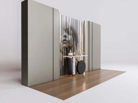 Credenza con boiserie e pavimento 2 Modello 3D
