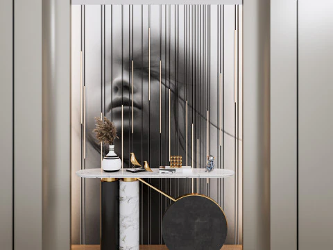 Credenza con boiserie e pavimento 2 Modello 3D