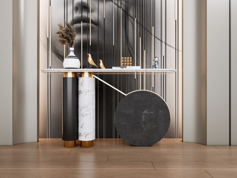 Sideboard with wall panel and flooring 2 3D 模型