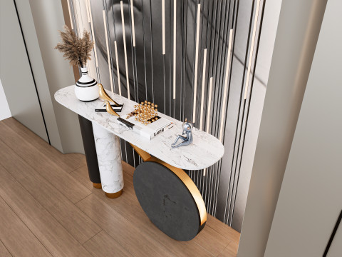 Sideboard with wall panel and flooring 2 3D 模型