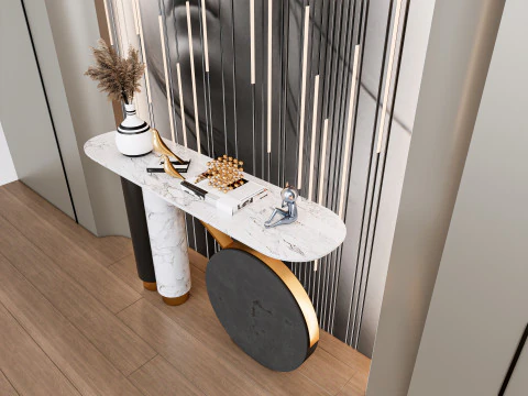 Credenza con boiserie e pavimento 2 Modello 3D