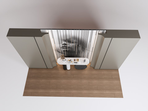 Sideboard with wall panel and flooring 2 3D 模型
