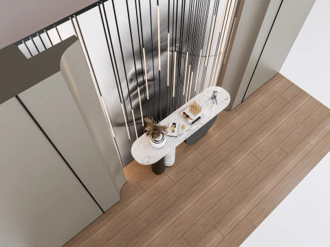 Credenza con boiserie e pavimento 2 Modello 3D