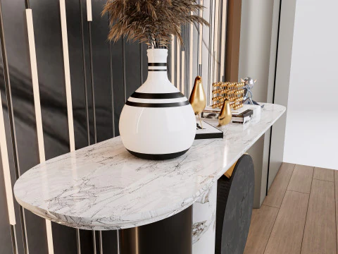 Credenza con boiserie e pavimento 2 Modello 3D