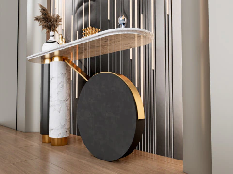 Credenza con boiserie e pavimento 2 Modello 3D