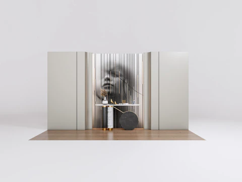 Credenza con boiserie e pavimento 2 Modello 3D