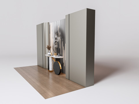 Sideboard with wall panel and flooring 2 3D 模型