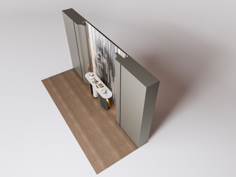 Sideboard with wall panel and flooring 2 3D 模型