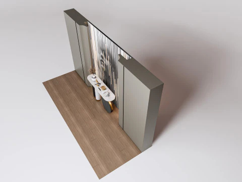 Credenza con boiserie e pavimento 2 Modello 3D