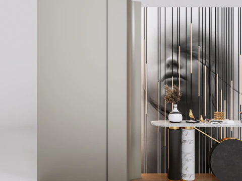 Credenza con boiserie e pavimento 2 Modello 3D