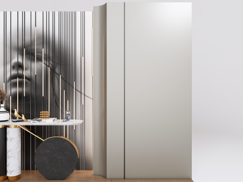 Sideboard with wall panel and flooring 2 3D 模型
