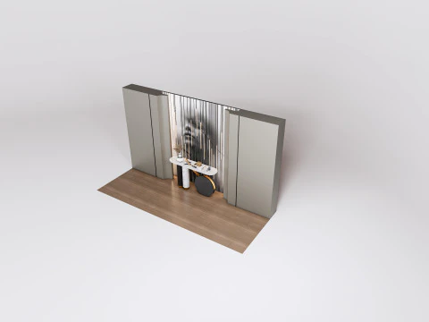 Credenza con boiserie e pavimento 2 Modello 3D