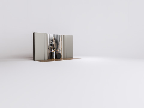 Sideboard with wall panel and flooring 2 3D 模型