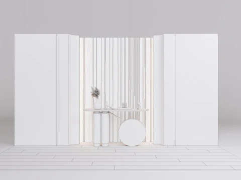 Credenza con boiserie e pavimento 2 Modello 3D