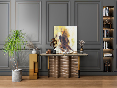 Sideboard with wall panel and flooring 3 3D 模型