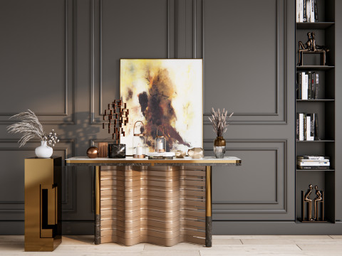 Sideboard with wall panel and flooring 3 3D 模型