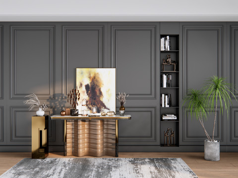Sideboard with wall panel and flooring 3 3D 模型