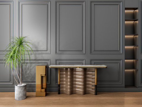 Sideboard with wall panel and flooring 3 3D 模型