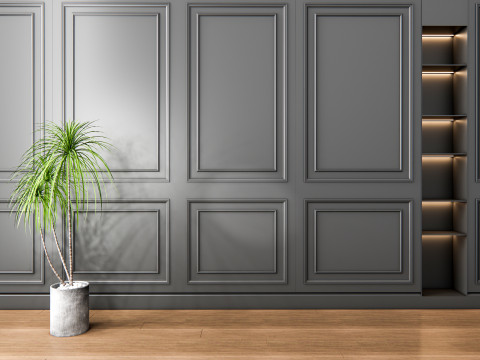 Sideboard with wall panel and flooring 3 3D 模型