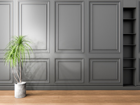 Sideboard with wall panel and flooring 3 3D 模型
