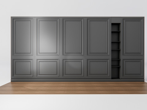 Sideboard with wall panel and flooring 3 3D 模型