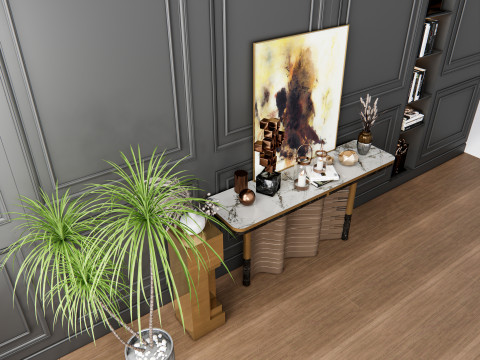 Sideboard with wall panel and flooring 3 3D 模型