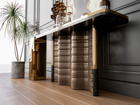 Sideboard with wall panel and flooring 3 3D 模型