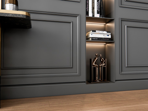 Sideboard with wall panel and flooring 3 3D 模型