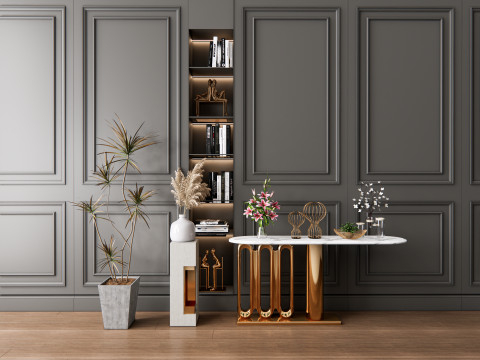 Sideboard with wall panel and flooring 4 Modelo 3D