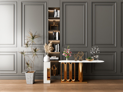 Sideboard with wall panel and flooring 4 Modelo 3D