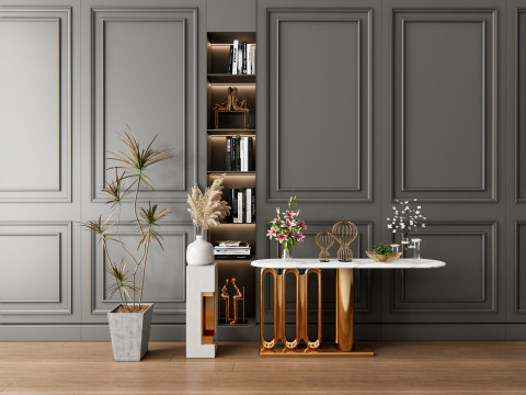 Sideboard with wall panel and flooring 4 Modelo 3D