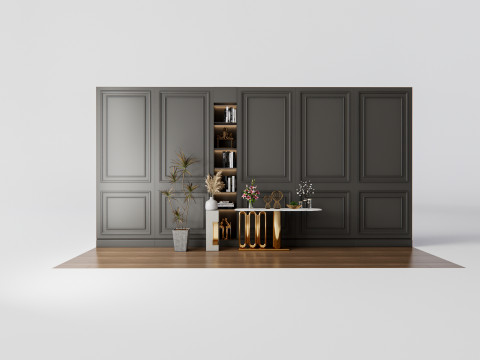 Sideboard with wall panel and flooring 4 Modelo 3D