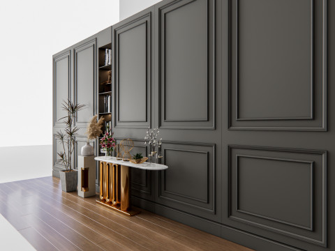 Sideboard with wall panel and flooring 4 Modelo 3D