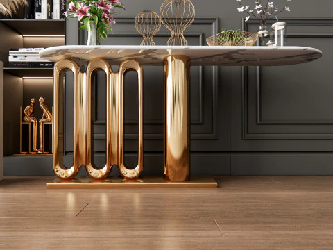 Sideboard with wall panel and flooring 4 3D Model