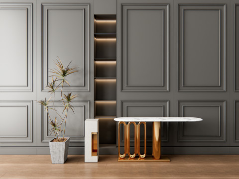 Sideboard with wall panel and flooring 4 Modelo 3D