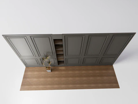 Sideboard with wall panel and flooring 4 3D Model