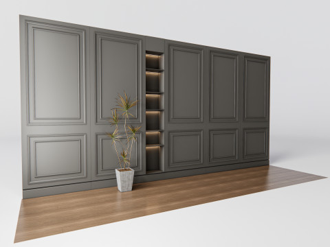 Sideboard with wall panel and flooring 4 Modelo 3D